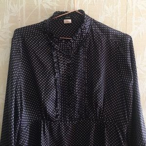 J.  Crew 100% Silk Polka Dot Long Sleeve Blouse